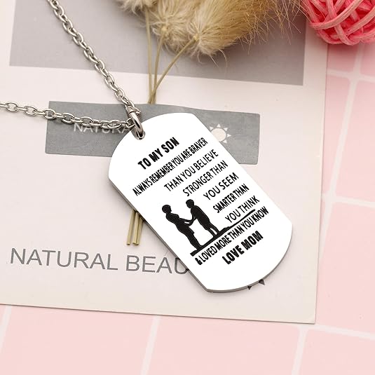 "To My Son" Stainless Steel Dog Tag Necklace – From Mom or Dad