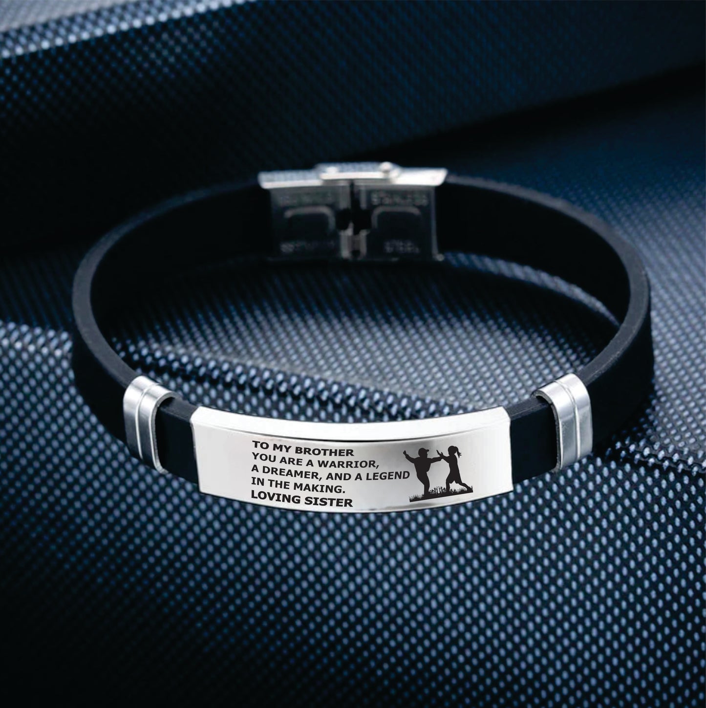 To My Brother- Stainless Steel & Silicone Bracelet | Gift from Sister