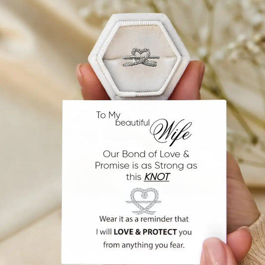 To My Lovely Wife-Knot Heart Ring