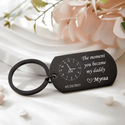 "The Moment You Became ....." – Personalized Birth Time Keychain