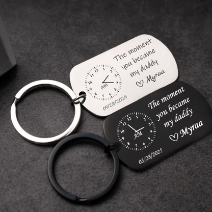 "The Moment You Became ....." – Personalized Birth Time Keychain
