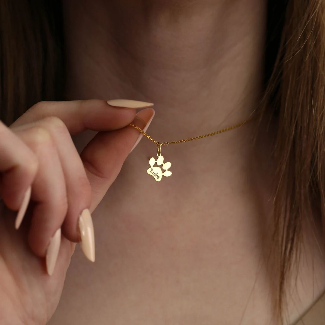 Engraved Paw Print Necklace