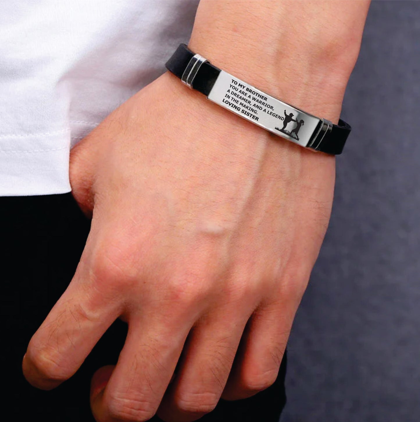 To My Brother- Stainless Steel & Silicone Bracelet | Gift from Sister