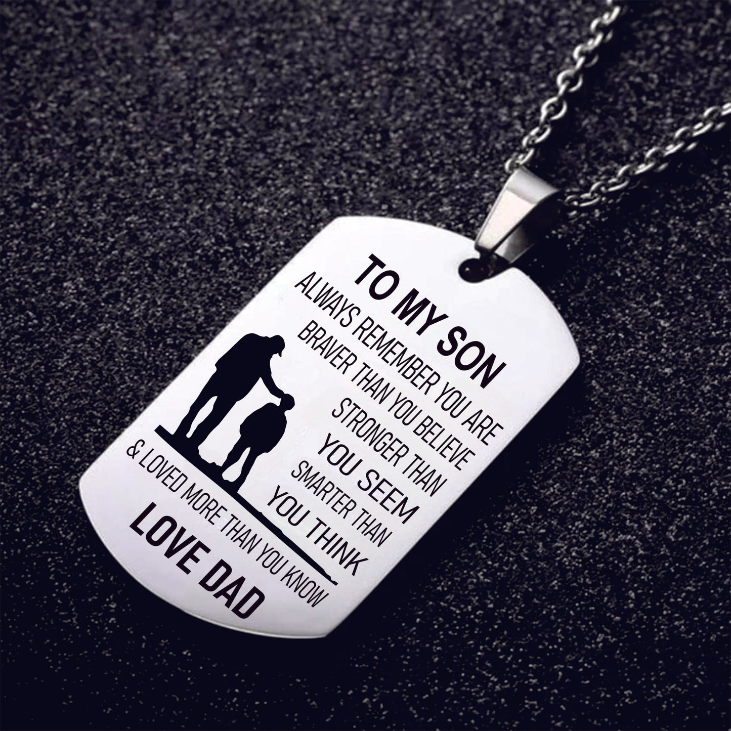 "To My Son" Stainless Steel Dog Tag Necklace – From Mom or Dad
