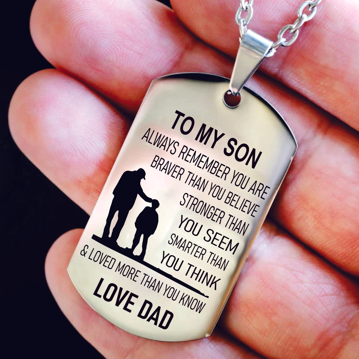 "To My Son" Stainless Steel Dog Tag Necklace – From Mom or Dad
