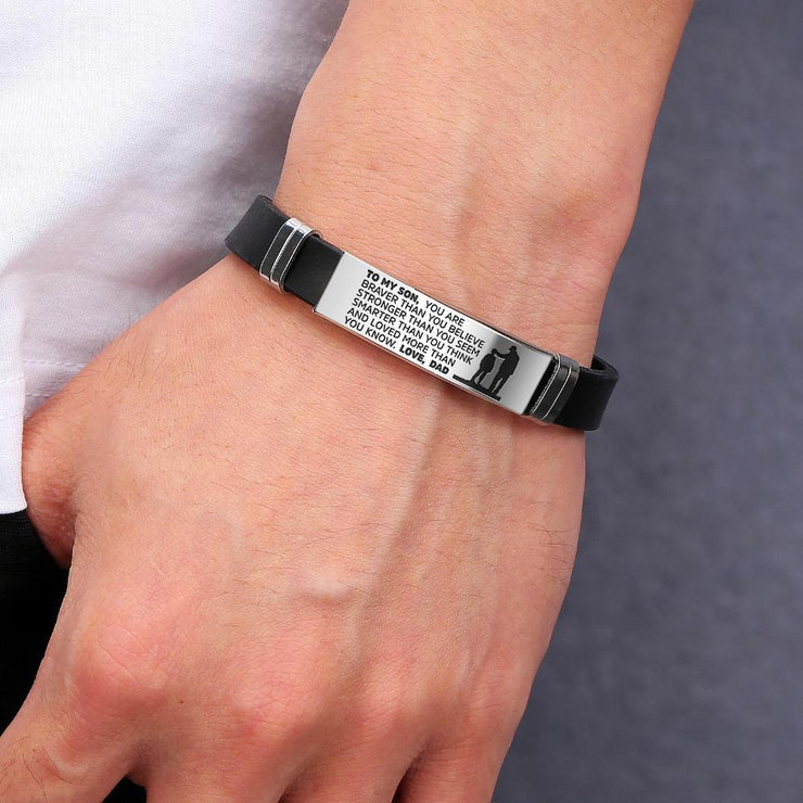 To My Son - Stainless Steel & Silicone Bracelet | Gift from Mom or Dad