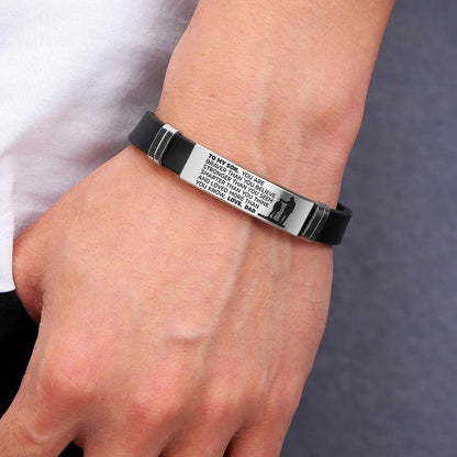To My Son - Stainless Steel & Silicone Bracelet | Gift from Mom or Dad