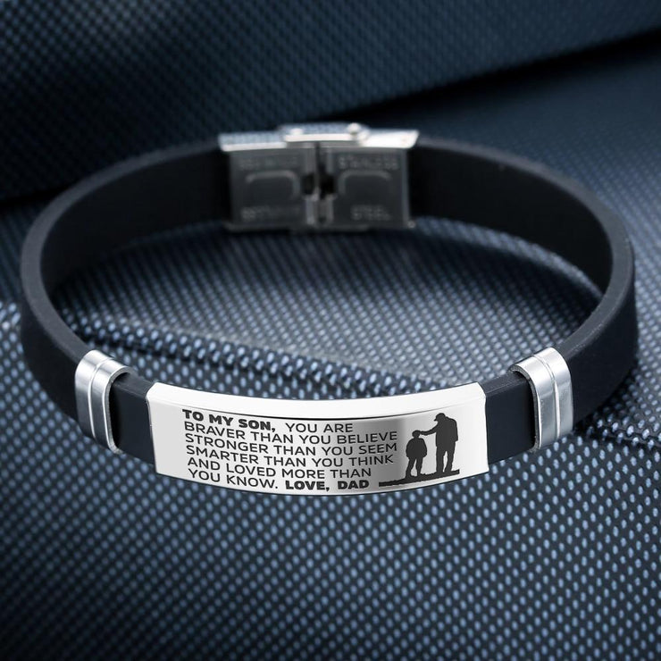 To My Son - Stainless Steel & Silicone Bracelet | Gift from Mom or Dad