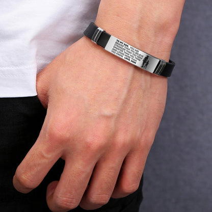 To My Son - Stainless Steel & Silicone Bracelet | Gift from Mom or Dad