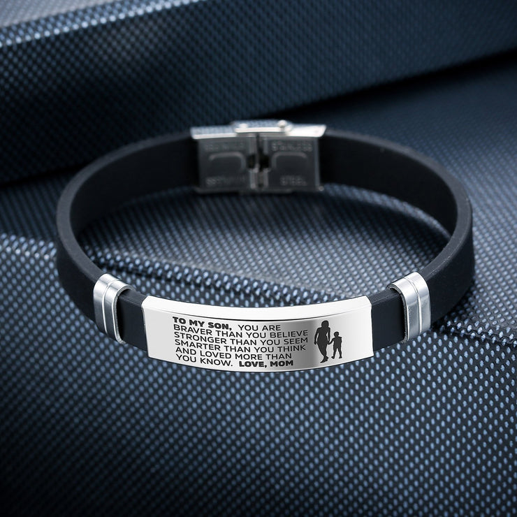 To My Son - Stainless Steel & Silicone Bracelet | Gift from Mom or Dad