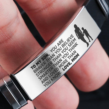 To My Son - Stainless Steel & Silicone Bracelet | Gift from Mom or Dad