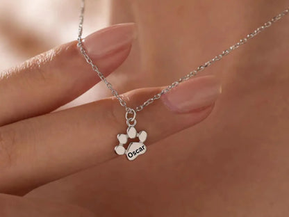 Engraved Paw Print Necklace