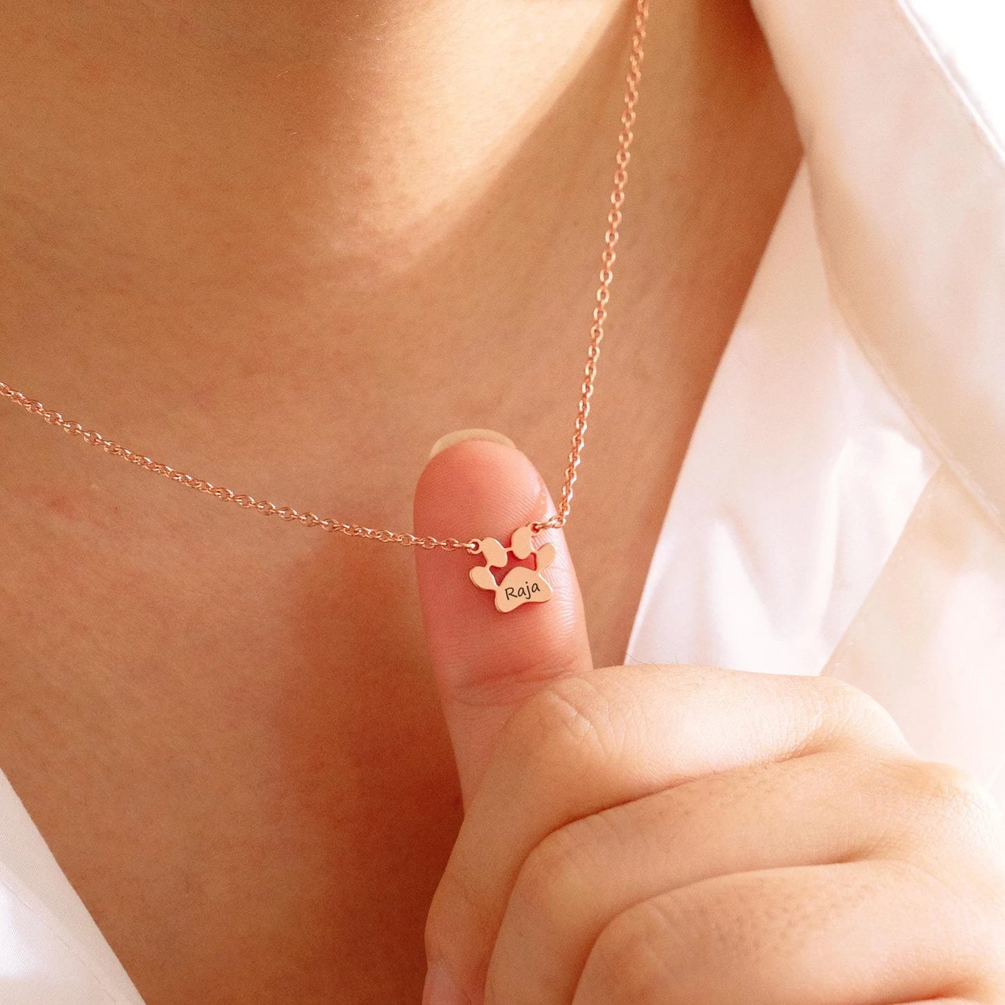 Engraved Paw Print Necklace
