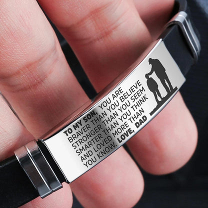 To My Son - Stainless Steel & Silicone Bracelet | Gift from Mom or Dad