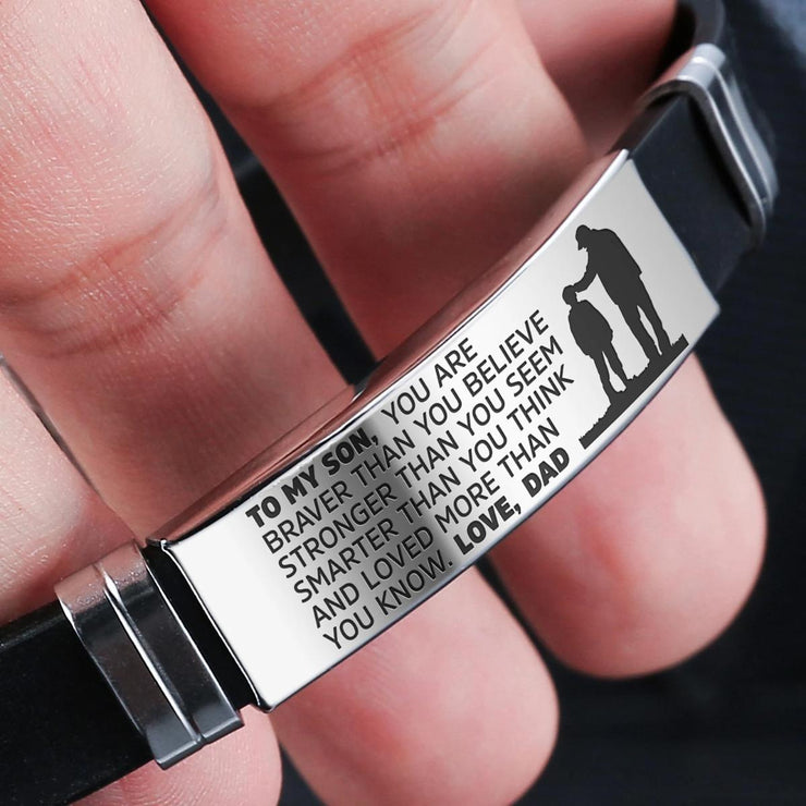 To My Son - Stainless Steel & Silicone Bracelet | Gift from Mom or Dad