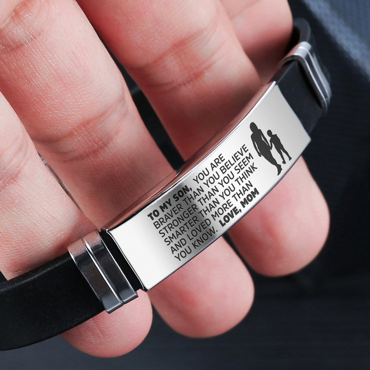 To My Son - Stainless Steel & Silicone Bracelet | Gift from Mom or Dad